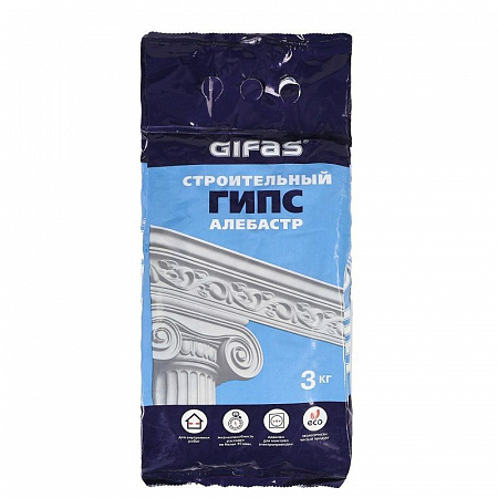 Гипс строительный Г-4,  3кг Gifas на сайте Стройсервис
