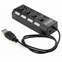Разветвитель USB 2.0 Gembird UHB-243-AD с подсветкой и выключателем, 4 порта, блистер на сайте Стройсервис
