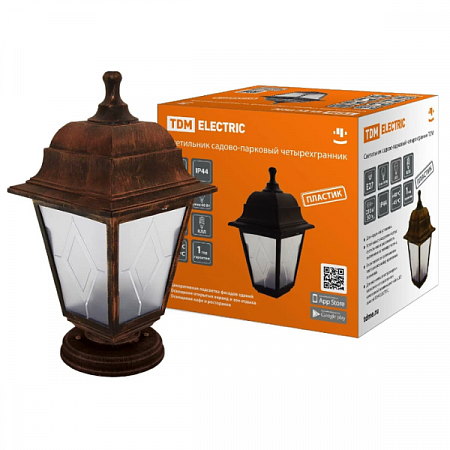 Светильник садово-парковый напольный  60Вт Е27 6-гранник медь пластик IP44 НТУ 06-60-001 TDM на сайте Стройсервис
