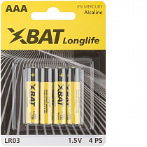Батарейка щелочная, 1.5 В, тип АAА, 4 шт.	LR03-4BPC на сайте Стройсервис
