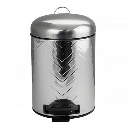 Ведро круглое с узором 5л нерж. (хром с педалью) Санакс (1)