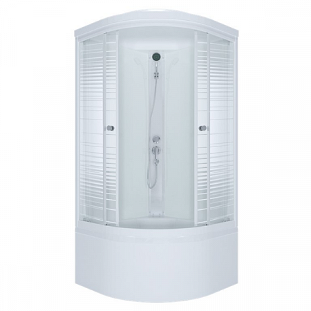 Душевая Кабина  "Стандарт 90*90 Б3" ДН4, ПОЛОСЫ, полукруг, глуб. поддон (9 мест+сифон Е410CL) ЭКСТРА на сайте Стройсервис
