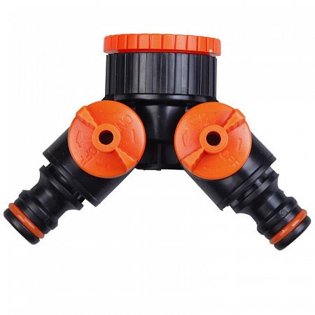 Адаптер-тройник Aquapulse АР 1019 с двумя запорными кранами с внутренней резьбой 1" и редуктором 3/4 на сайте Стройсервис
