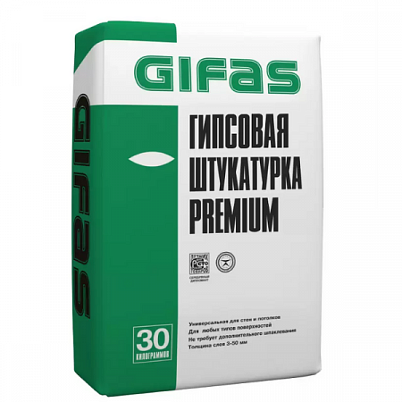 Штукатурка гипсовая Gifas Premium 30кг (Гифас) на сайте Стройсервис
