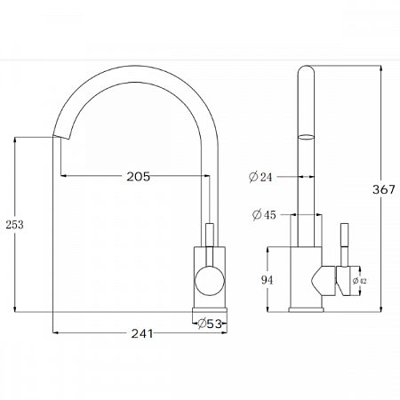 Смеситель для кухни KITCHEN K45 BLACK R-излив черный ESKO