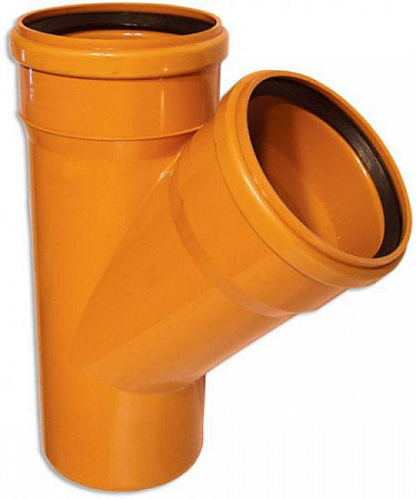 Тройник канализационный рыжий Ду160*110мм 45° НПВХ Хемкор на сайте Стройсервис
