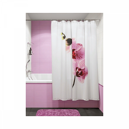 Штора для ванной комнаты "Орхидея" с кольцами 180*200 PH06 на сайте Стройсервис
