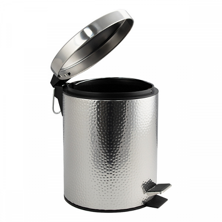 Ведро круглое шагреневое 5л нерж. (хром с педалью) Санакс (3)