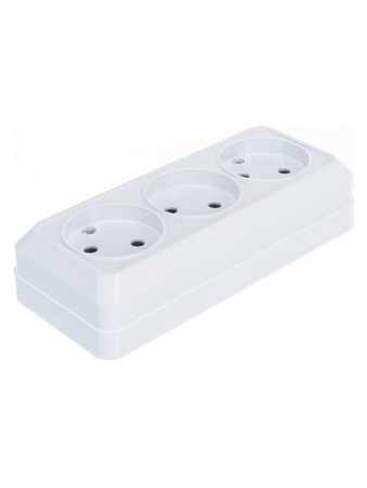 Розетка 3-м ОП Олимп 16А IP20 б/з белая 1160 UNIVersal