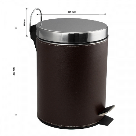 Ведро круглое 5л нерж 105-L (кожаные вставки, с педалью) Санакс (5)