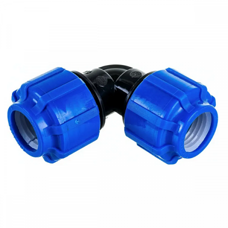 Угольник вода ПНД соединит. Дн20мм  на сайте Стройсервис
