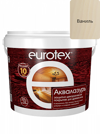 Лак защитно-декоративный EUROTEX® АКВАЛАЗУРЬ ваниль 0,9кг  на сайте Стройсервис
